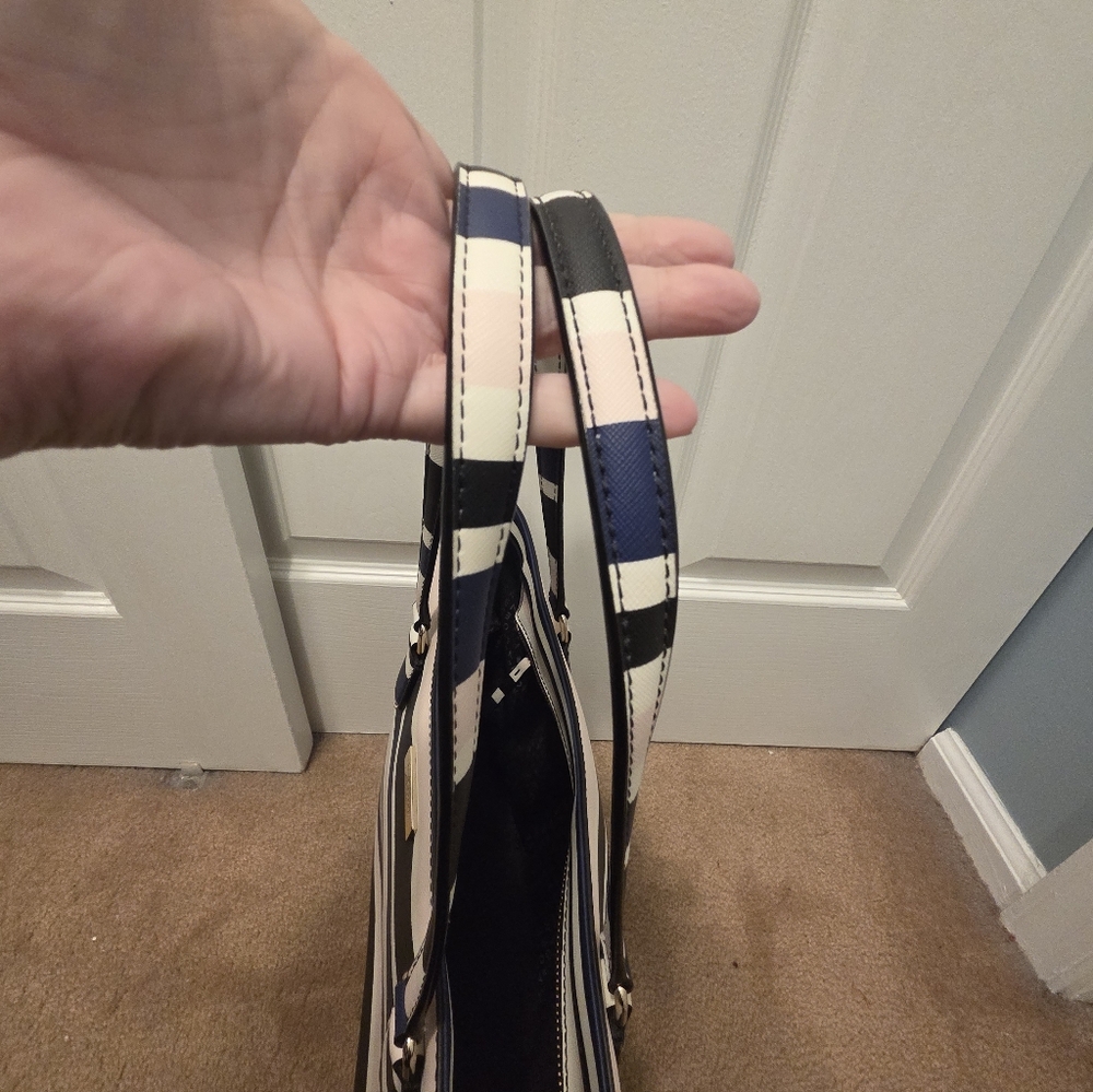 Kate Spade Black, White, Pink And Navy Striped Tote Bag With Matching Wallet - Picture 5 of 11